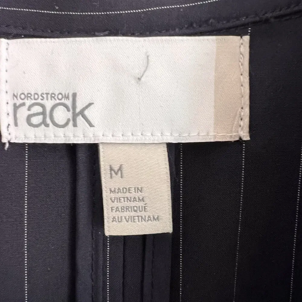 NWT Nordstrom Women's Sz M pinstripe vest one button V neck front welt pocket